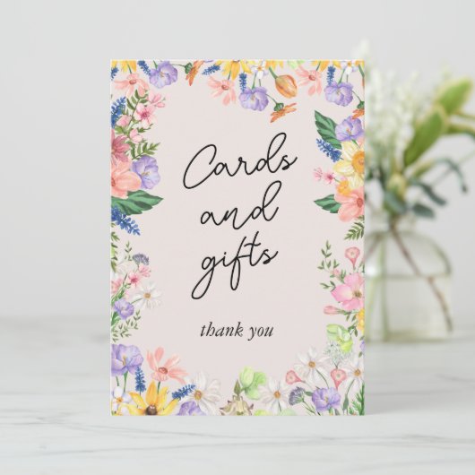 Wildflower Spring Kaarten en geschenken teken Kaar (Staand voorkant)