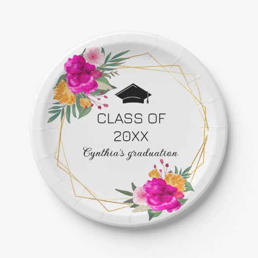 Wildflower Spring klasse afstuderen Papieren Bordje (Voorkant)