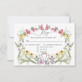 Wildflower Spring Krans Moderne Bloemen QR code RSVP Kaartje (Voorkant)
