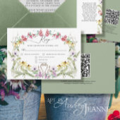 Wildflower Spring Krans Moderne Bloemen QR code RSVP Kaartje