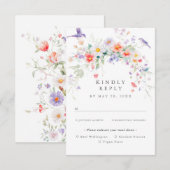 Wildflower Spring Maaltijdopties RSVP Card Informatiekaartje (Voorkant / Achterkant)