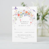 Wildflower Spring Maaltijdopties RSVP Card Informatiekaartje (Staand voorkant)