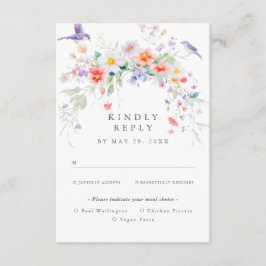 Wildflower Spring Maaltijdopties RSVP Card Informatiekaartje