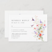 Wildflower Spring Maaltijdopties RSVP Card Informatiekaartje (Voorkant / Achterkant)