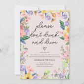 Wildflower Spring Niet Drinken en Drive Sign Kaart (Voorkant)