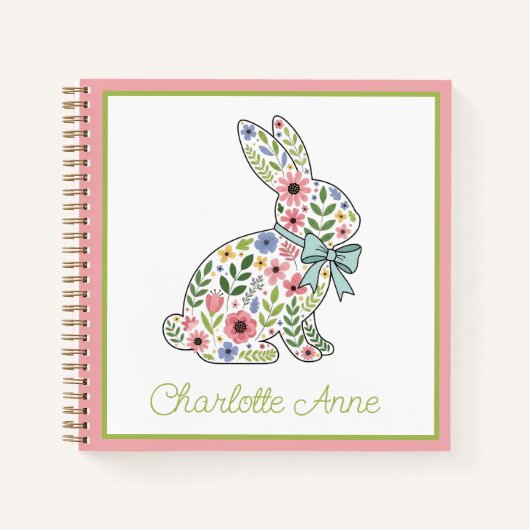 Wildflower Spring Rabbit Personalized Notitieboek (Voorkant)