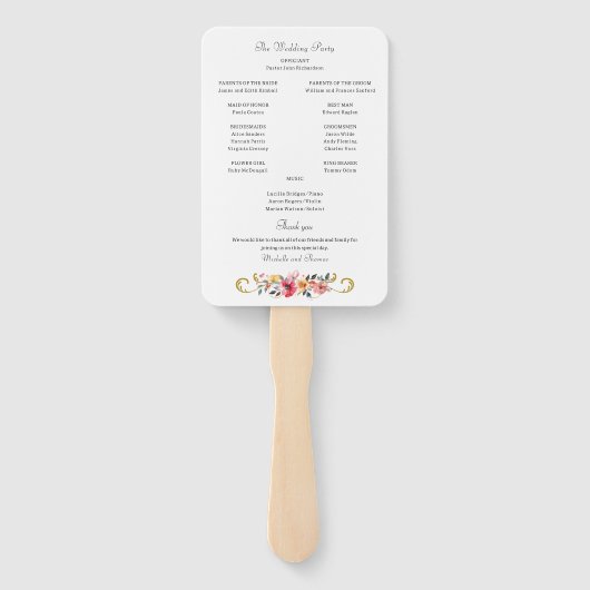 Wildflower Spring Summer Arch Wedding Programma Handwaaier (Achterkant)