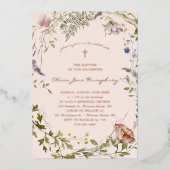 Wildflower Spring Summer Floral Baptism Folie Uitnodiging (Voorkant)