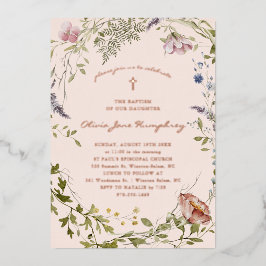 Wildflower Spring Summer Floral Baptism Folie Uitnodiging