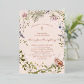 Wildflower Spring Summer Floral Baptism Folie Uitnodiging (Staand Voorkant)