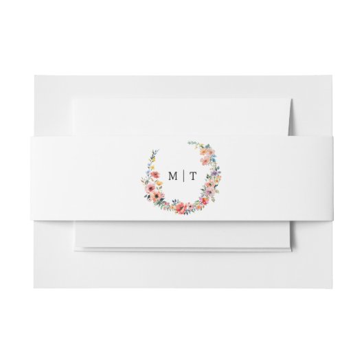 Wildflower Spring Summer Wedding Monogram Uitnodigingen Wikkel (Voorkant Voorbeeld)