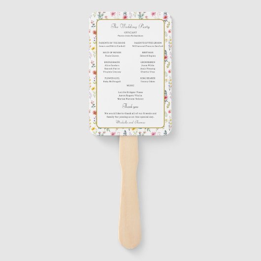 Wildflower Spring Summer Wedding Programma Handwaaier (Achterkant)