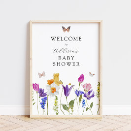 Wildflower Spring Time Baby shower Welkomstbord Poster