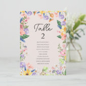 Wildflower Spring Trouwtafel Zitting Grafiek Kaart (Staand voorkant)