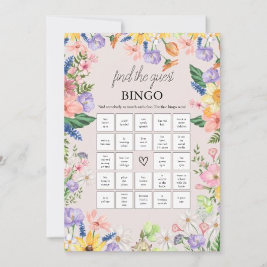 Wildflower Spring Vind de gast bingo spel Kaart (Voorkant)
