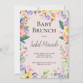 Wildflower Spring Waterverf Baby Brunch Kaart