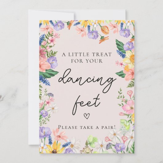 Wildflower Spring Wedding Dancing Feet Sign Kaart (Voorkant)