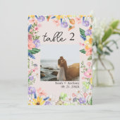 Wildflower Spring Wedding Foto Tafel Nummer Kaart (Staand voorkant)