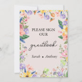 Wildflower Spring Wedding Guest Book Sign Kaart (Voorkant)