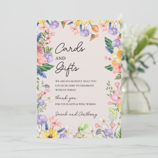 Wildflower Spring Wedding Kaarten en geschenken Ka (Staand voorkant)