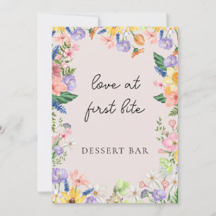 Wildflower Spring Wedding Love bij First Bite Sign Kaart
