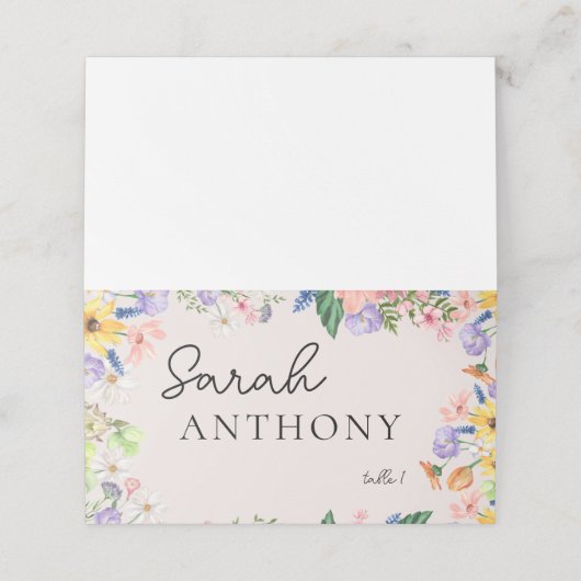 Wildflower Spring Wedding Place Card Plaatskaartje (Buitenkant ongevouwen)