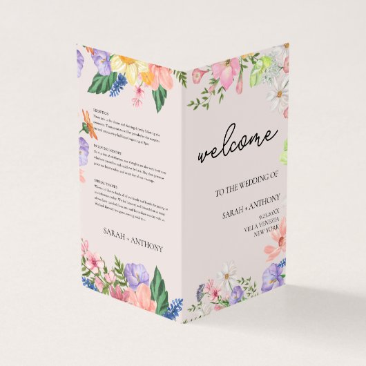Wildflower Spring Wedding Program Kaart (Buitenkant)