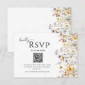 Wildflower Spring Wedding QR-code RSVP Kaartje (Voorkant / Achterkant)
