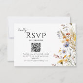 Wildflower Spring Wedding QR-code RSVP Kaartje (Voorkant)