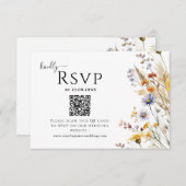 Wildflower Spring Wedding QR-code RSVP Kaartje (Voorkant / Achterkant)