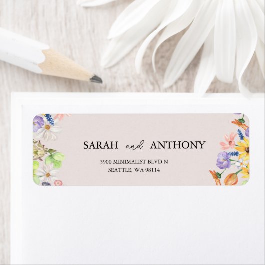 Wildflower Spring Wedding Retour Adres Label (Insitu)