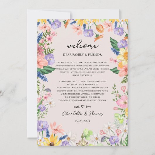 Wildflower Spring Welkomstbrief & tijdlijn Kaart (Voorkant)