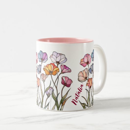 Wildflower Stained Glass Tweekleurige Koffiemok (Voorkant rechts)