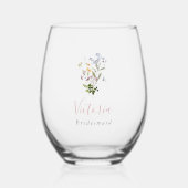 Wildflower Stemless Wine Glass Bridesmaid Gift Wijnglas Zonder Voet (Voorkant)