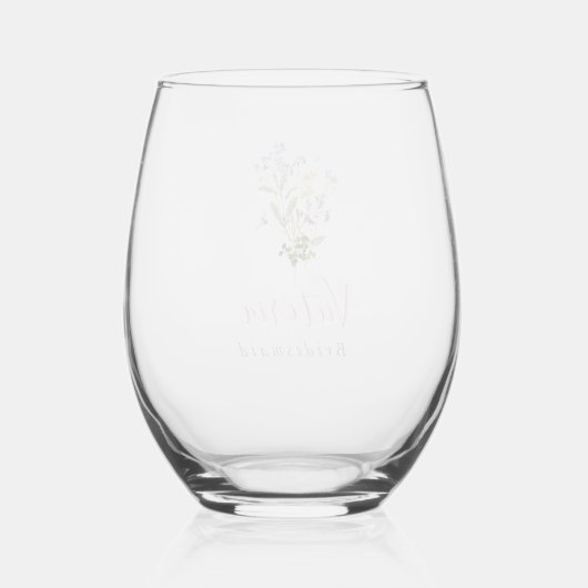 Wildflower Stemless Wine Glass Bridesmaid Gift Wijnglas Zonder Voet (Achterkant)