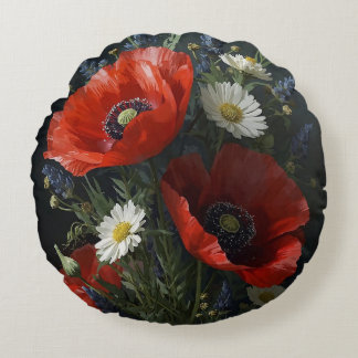 Wildflower Stilleven – Cottagecore Realisme Bloeme Rond Kussen