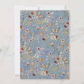 Wildflower Stofblauw Trouw Kaart (Achterkant)