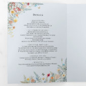  Wildflower Stoffig Blauw Bruiloft Monogram Drieluik Uitnodiging (Binnenzijde eerst)