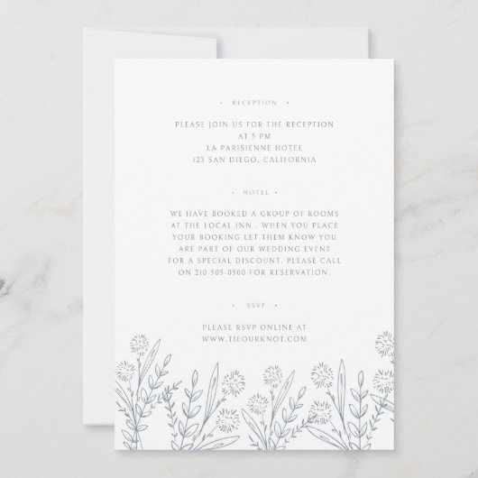 Wildflower Stoffig Blauw Voorzijde & Witte Achterb Kaart (Achterkant)