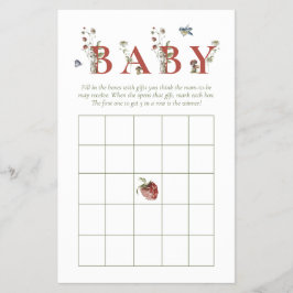 Wildflower Strawberry Baby shower Bingogame Flyer