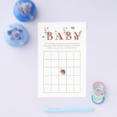 Wildflower Strawberry Baby shower Bingogame Flyer (Enkel)