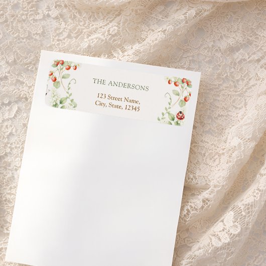 Wildflower Strawberry Return Address Label