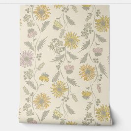 Wildflower Stripes - Blush And Gray Green Behang