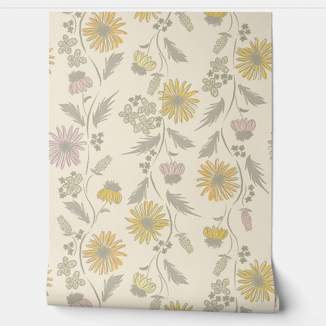 Wildflower Stripes - Blush And Gray Green Behang (Afrollen)