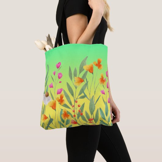 Wildflower sublimatie tote bag (Dichtbij)