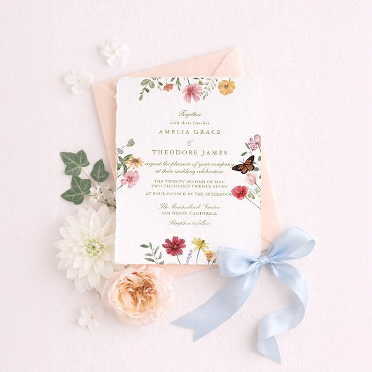 Wildflower Summer Garden Wedding Kaart