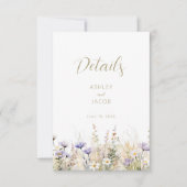 Wildflower Summer Meadow Wedding Details Card  Kaart (Voorkant)