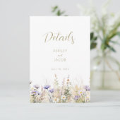 Wildflower Summer Meadow Wedding Details Card  Kaart (Staand voorkant)