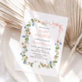 Wildflower Summer Pink Bow Baby shower Kaart