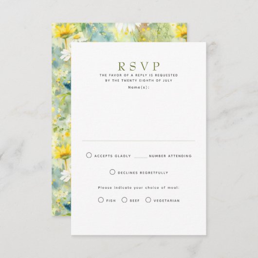 Wildflower Summer Weddenschap RSVP-Kaarten RSVP Kaartje (Voorkant / Achterkant)